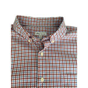 Peter Millar Long Sleeve Button Down Shirt Men's XL Plaid Easy Care Stretch